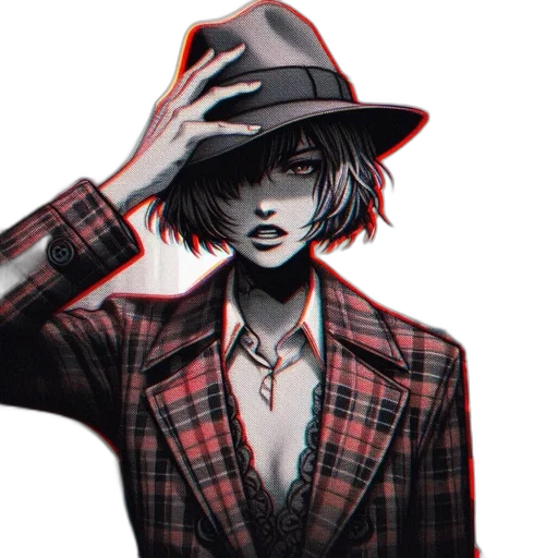 hat, jacket, mask, face, cyberpunk, comic book art, anime, watercolor transparent PNG cut-out