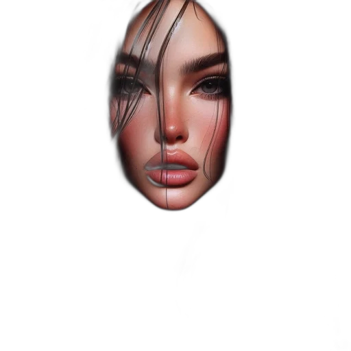 face, mask, hair, jewelry, photorealistic, 3d render, concept art, fantasy art transparent PNG cut-out