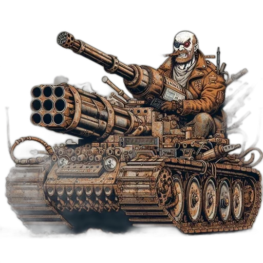 weapon, robot, jacket, car, concept art, comic book art, fantasy art, watercolor transparent PNG cut-out
