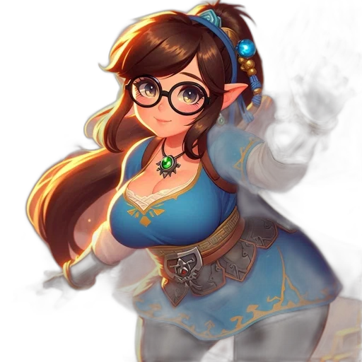 staff, dress, crown, fantasy art, concept art, pixel art, anime, blue transparent PNG cut-out