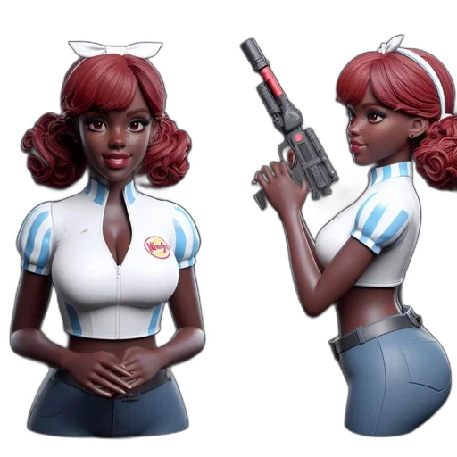 weapon, concept art, comic book art, fantasy art, cartoon, young, woman, distinctive transparent PNG cut-out