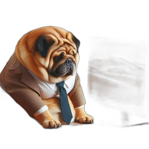 staff, animal, photorealistic, concept art, 3d render, watercolor, pug, dog transparent PNG cut-out