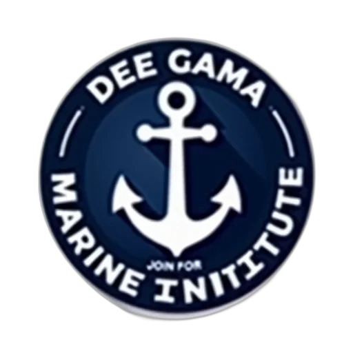 circular, logo, navy, blue, background, featuring, stylized, anchor transparent PNG cut-out