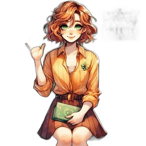 staff, jacket, dress, umbrella, pixel art, watercolor, concept art, anime transparent PNG cut-out