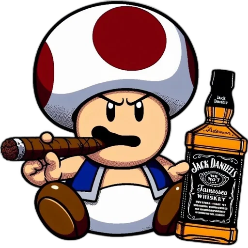 bottle, weapon, hat, pixel art, concept art, 3d render, cartoon, toad transparent PNG cut-out