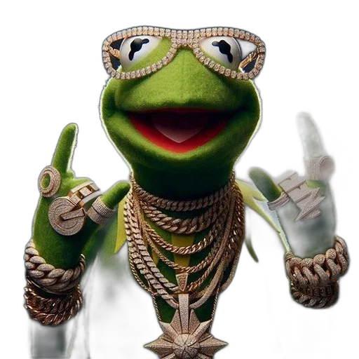 jewelry, animal, kermit, frog, depicted, flashy, outfit, wearing transparent PNG cut-out