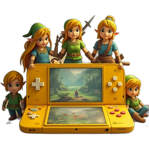 concept art, pixel art, 3d render, fantasy art, golden, green, yellow, nintendo transparent PNG cut-out