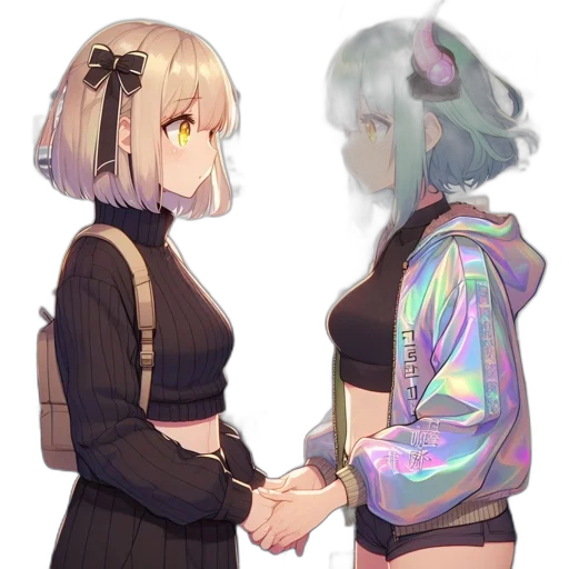 dress, jacket, robot, jewelry, anime, concept art, vaporwave, cyberpunk transparent PNG cut-out