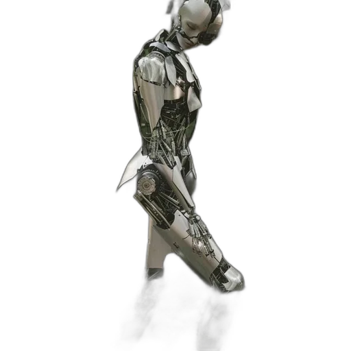 robot, concept art, cyberpunk, 3d render, photorealistic, outer space, metallic, humanoid transparent PNG cut-out