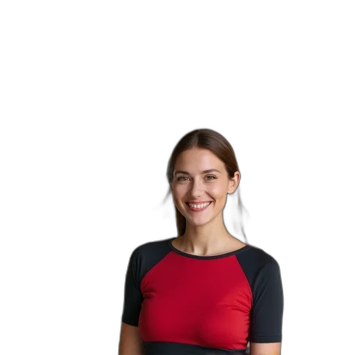 dress, staff, jacket, face, red, dark, woman, standing transparent PNG cut-out