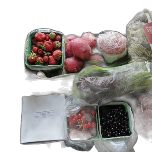 food, variety, fresh, produce, including, strawberries, cherries, broccoli transparent PNG cut-out
