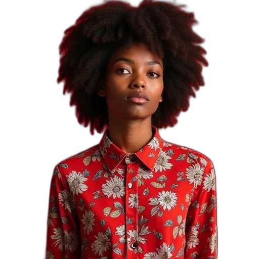jacket, dress, face, staff, photorealistic, red, earth tones, dark transparent PNG cut-out