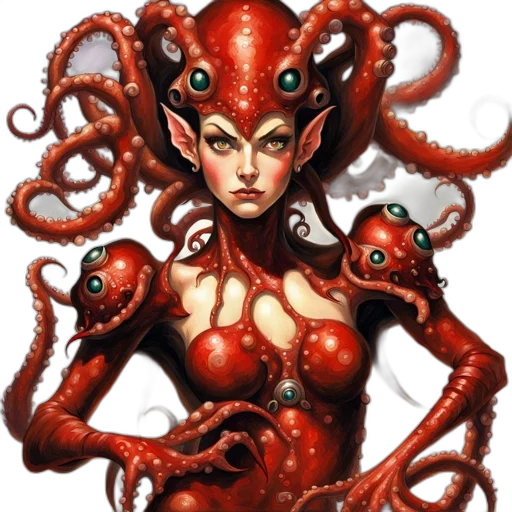 creature, concept art, comic book art, fantasy art, pixel art, red, anthropomorphic, characteristics transparent PNG cut-out