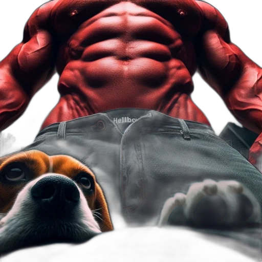 animal, photorealistic, concept art, 3d render, muscular, man, red, skin transparent PNG cut-out