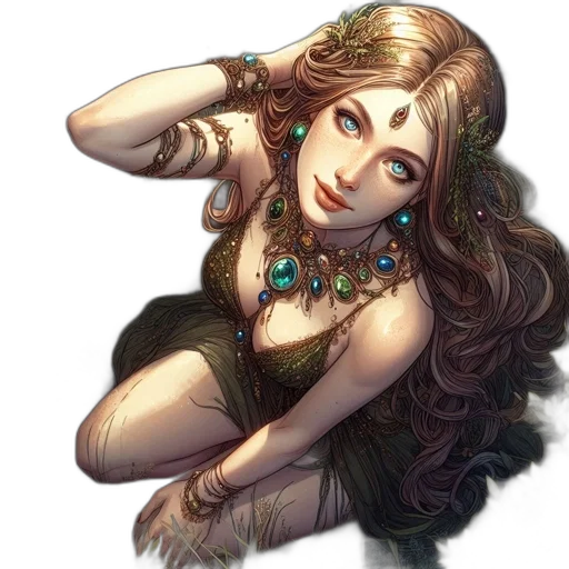 dress, jewelry, crown, face, fantasy art, concept art, comic book art, watercolor transparent PNG cut-out