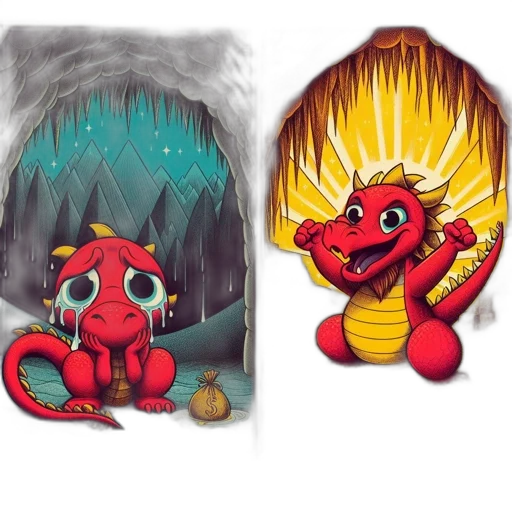 dragon, concept art, fantasy art, pixel art, comic book art, fire, red, two transparent PNG cut-out