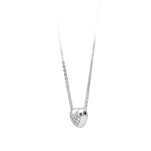 jewelry, delicate, silver, necklace, heart-shaped, pendant, adorned, small transparent PNG cut-out