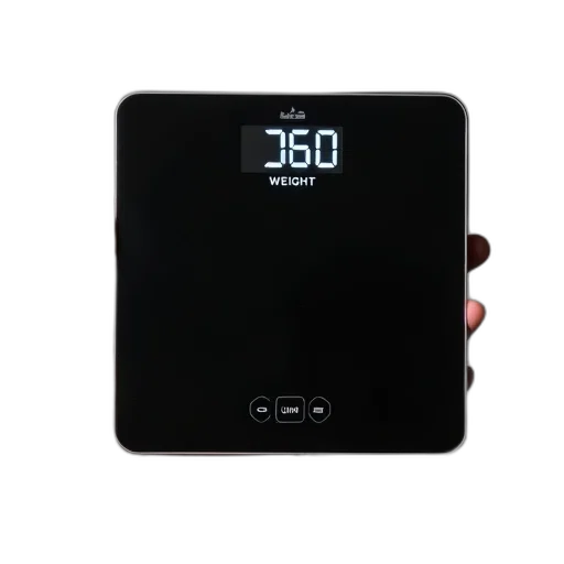 person, hand, holding, black, digital, scale, display, showing transparent PNG cut-out