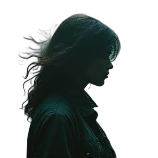 jacket, hair, face, dress transparent PNG cut-out
