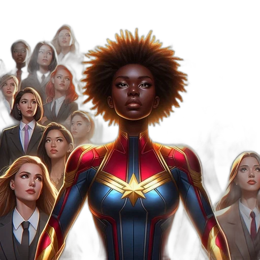 comic book art, concept art, animated, image, displays, group, diverse, female transparent PNG cut-out