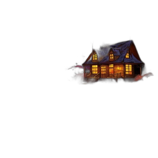 building, pixel art, concept art, watercolor, 3d render, fog, snow, night transparent PNG cut-out