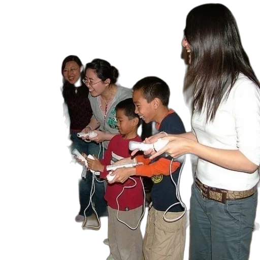 staff, weapon, jacket, robot, group, people, playing, video transparent PNG cut-out