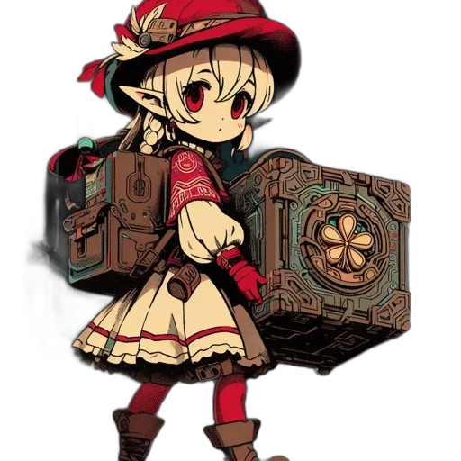 staff, weapon, robot, hat, concept art, pixel art, fantasy art, anime transparent PNG cut-out