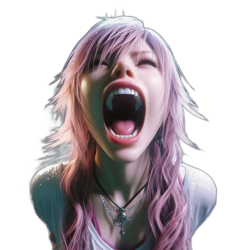 face, photorealistic, anime, concept art, fantasy art, young, woman, pink transparent PNG cut-out