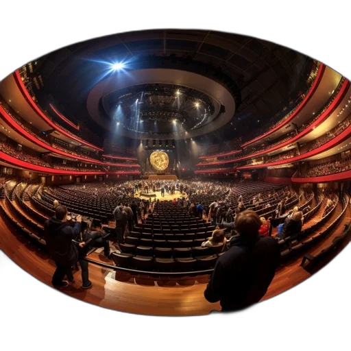 staff, expansive, circular, concert, hall, has, lit, main transparent PNG cut-out