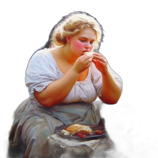 food, dress, face, jewelry, photorealistic, oil painting, concept art, 3d render transparent PNG cut-out