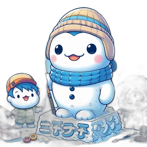 pixel art, concept art, fantasy art, cartoon, snow, blue, monochrome, pastel transparent PNG cut-out