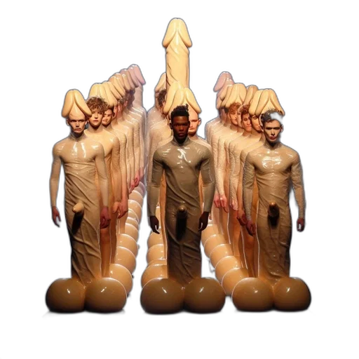 staff, concept art, 3d render, runway, event, featuring, models, latex transparent PNG cut-out