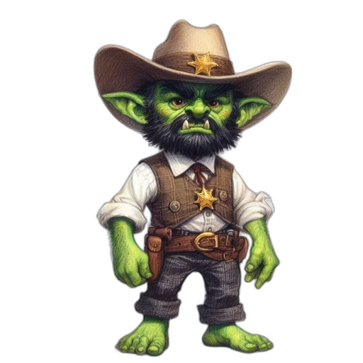 staff, concept art, 3d render, fantasy art, green-skinned, figure, portrays, confident transparent PNG cut-out