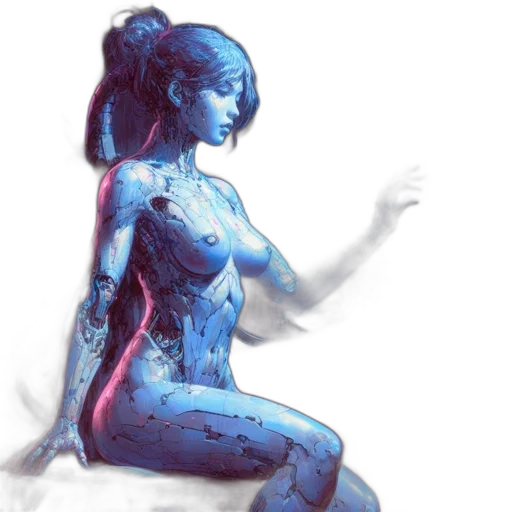 robot, dress, concept art, fantasy art, comic book art, watercolor, outer space, neon lights transparent PNG cut-out