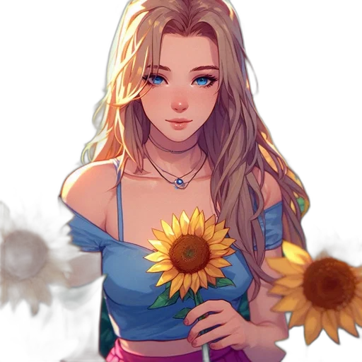 flower, dress, fantasy art, pixel art, anime, concept art, colorful, pastel transparent PNG cut-out