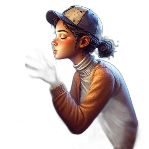 hat, jacket, face, staff, concept art, watercolor, fantasy art, photorealistic transparent PNG cut-out