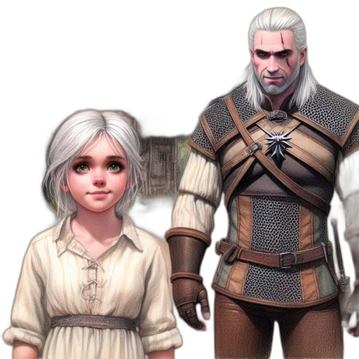 concept art, fantasy art, 3d render, comic book art, earth tones, two, characters, stand transparent PNG cut-out