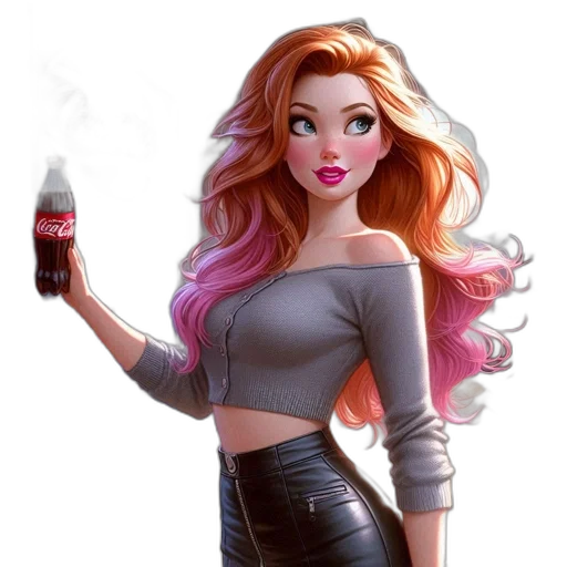 bottle, dress, fantasy art, concept art, cartoon, comic book art, fire, red transparent PNG cut-out