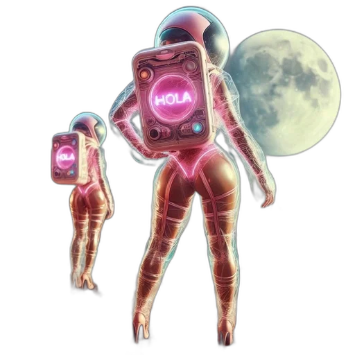 robot, creature, mask, staff, concept art, vaporwave, 3d render, comic book art transparent PNG cut-out