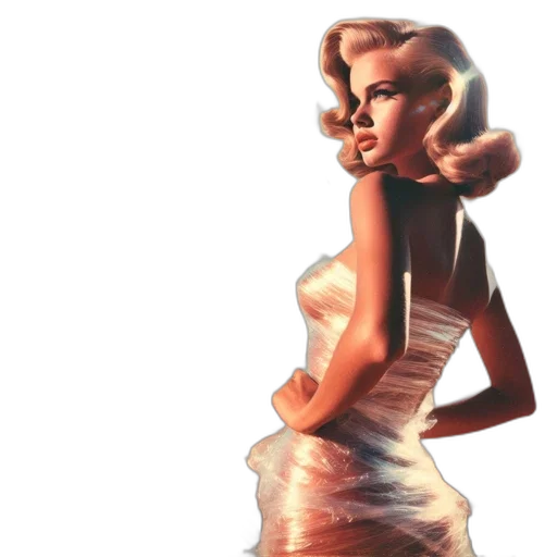 dress, hair, jewelry, 3d render, concept art, photorealistic, comic book art, golden transparent PNG cut-out