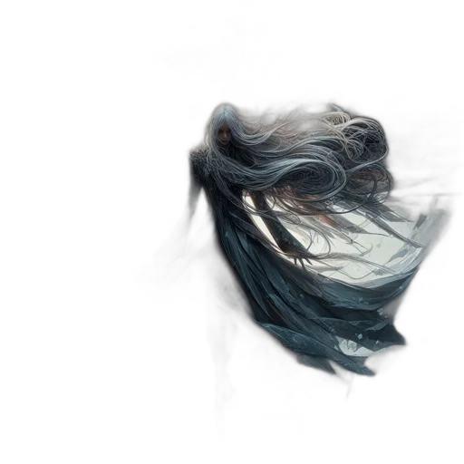 hair, mask, dragon, creature, concept art, fantasy art, photorealistic, 3d render transparent PNG cut-out