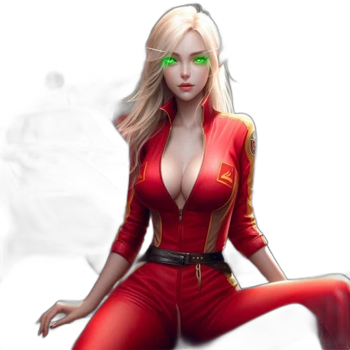 concept art, comic book art, fantasy art, 3d render, red, female, racer, characterized transparent PNG cut-out