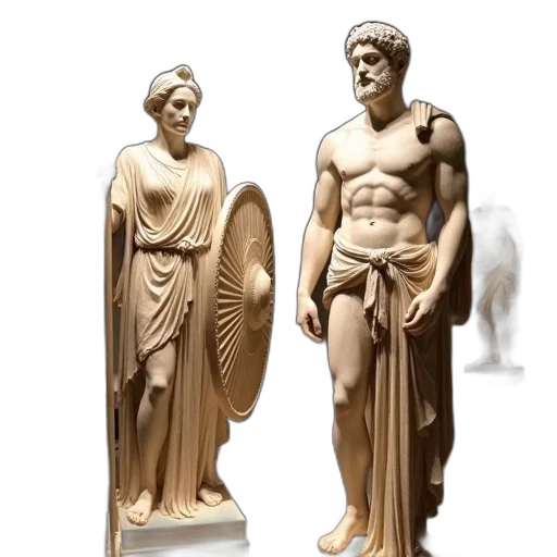 3d render, concept art, photorealistic, fantasy art, collection, ancient, greek, statues transparent PNG cut-out