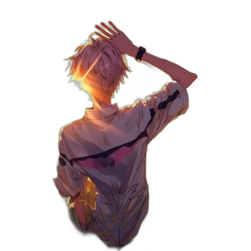 jacket, dress, staff, mask, concept art, anime, fantasy art, cyberpunk transparent PNG cut-out