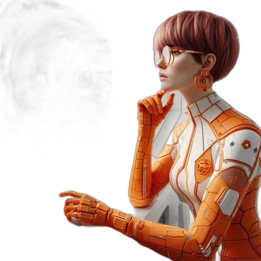 robot, concept art, comic book art, fantasy art, cyberpunk, outer space, astronaut, sporting transparent PNG cut-out