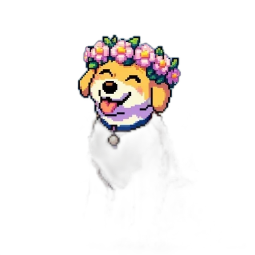 staff, crown, flower, animal, pixel art, concept art, vaporwave, fantasy art transparent PNG cut-out