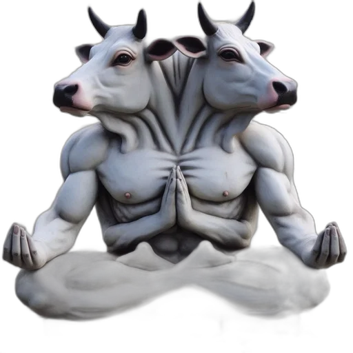 animal, mask, 3d render, concept art, photorealistic, fantasy art, two-headed, bull transparent PNG cut-out