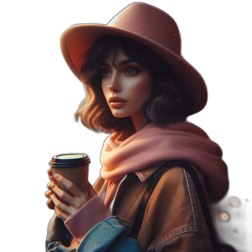 hat, jacket, face, staff, concept art, fantasy art, photorealistic, comic book art transparent PNG cut-out