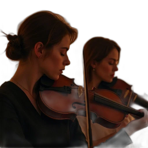 staff, photorealistic, oil painting, concept art, 3d render, violin, duet, beautiful transparent PNG cut-out