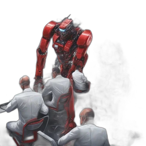 robot, concept art, comic book art, 3d render, cyberpunk, red, technologically, advanced transparent PNG cut-out